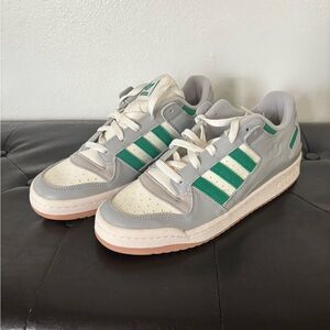 Adidas Gray and Green Striped Sneakers